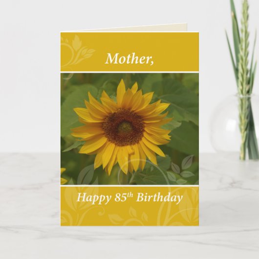 Moeder 85th Birthday Sunflower Kaart (Voorkant)