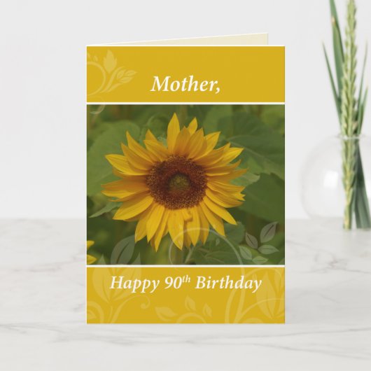 Moeder 90th Birthday Sunflower Kaart (Voorkant)
