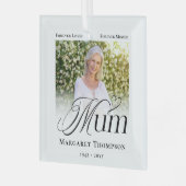 Moeder Aandenken Foto Herinnering Glas Ornament (Voorkant links)