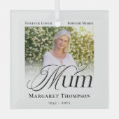 Moeder Aandenken Foto Herinnering Glas Ornament (Voorkant)
