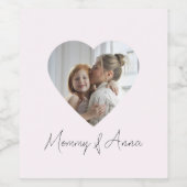 Moeder Aangepaste Naam & Foto | Gepersonaliseerd W Wijn Etiket (Enkel label)