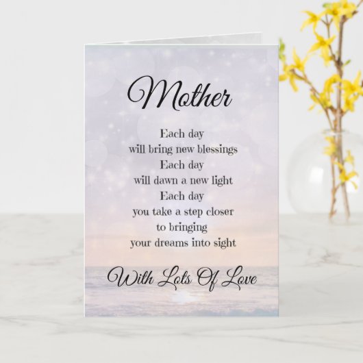 Moeder Aanmoediging Gedicht ontwerp Groet Kaart (Gele Bloem)