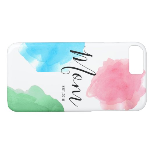 Moeder aanpasbare gevestigde jaar waterverf Case-Mate iPhone case (Achterkant (Horizontaal))