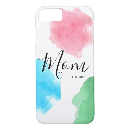 Moeder aanpasbare gevestigde jaar waterverf Case-Mate iPhone case (Achterkant)