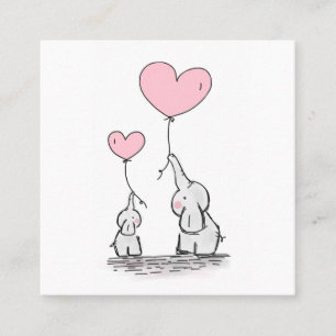 Moeder aanroepkaart Cute Olifanten Zakelijke kaart Vierkante Visitekaartje