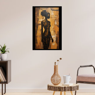 Moeder Aarde: Afrikaanse kunstvrouw olieverfschild Poster