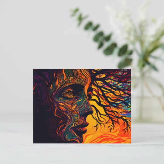 Moeder Aarde als boom Briefkaart (Staand voorkant)