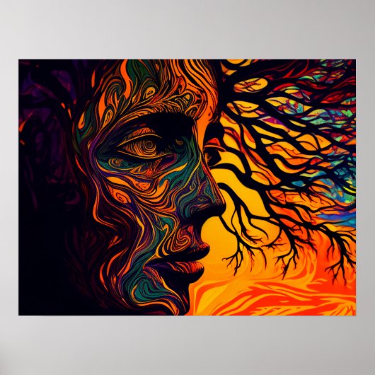 Moeder Aarde als boom Poster (Voorkant)