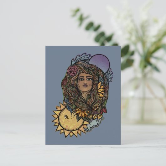 Moeder Aarde de de wereld Tarot Goddess Briefkaart (Staand voorkant)