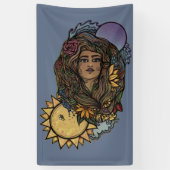 Moeder Aarde de de wereld Tarot Goddess Spandoek (Verticaal)