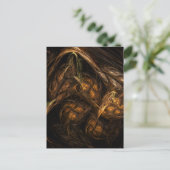 Moeder Aarde Modern Abstracte Kunst Gouden Fractal Briefkaart (Staand voorkant)