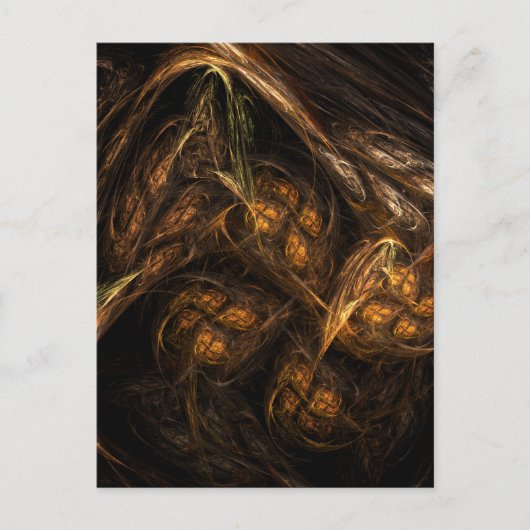 Moeder Aarde Modern Abstracte Kunst Gouden Fractal Briefkaart (Voorkant)