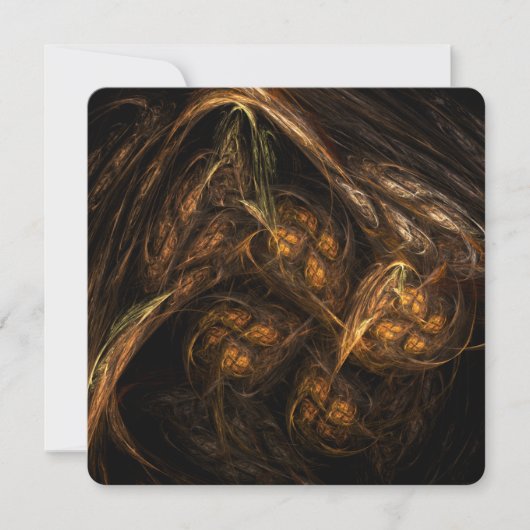 Moeder Aarde Modern Abstracte Kunst Gouden Fractal Kaart (Voorkant)