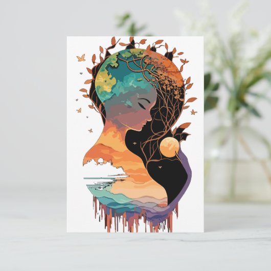 Moeder Aarde mooi ontwerp Bedankkaart (Staand voorkant)