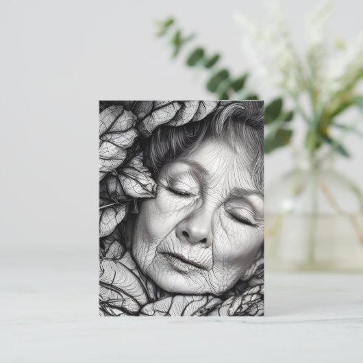 Moeder Aarde slaapt onder de bladeren Briefkaart (Staand voorkant)