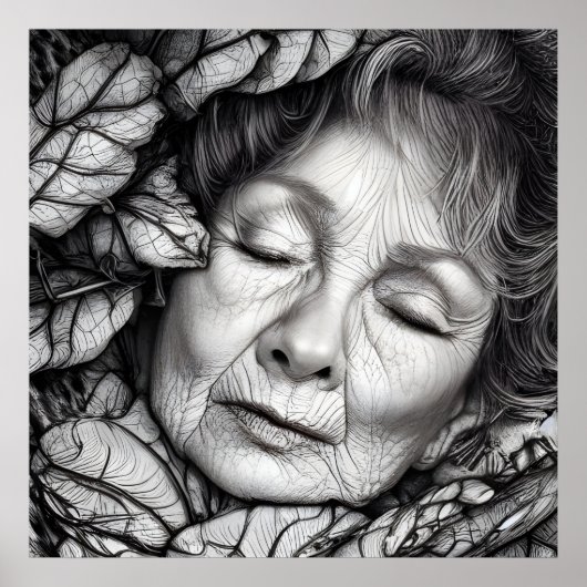 Moeder Aarde slaapt onder de bladeren Poster (Voorkant)