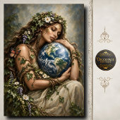 Moeder Aarde Vrouw Die Globe Decoupage Vasthoudt Tissuepapier