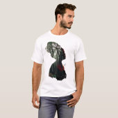 Moeder Aarde Vrouw en Bos Dubbele Blootstelling T-shirt (Voorkant volledig)