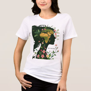 Moeder Aarde Vrouw Silhouet – Bloemrijke Natuur Go Tri-Blend Shirt