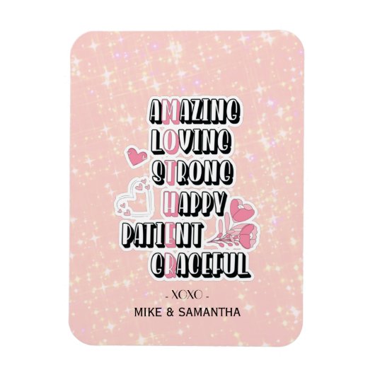 Moeder Acroniem | Floral | Moederdag Cadeau Magneet (Verticaal)