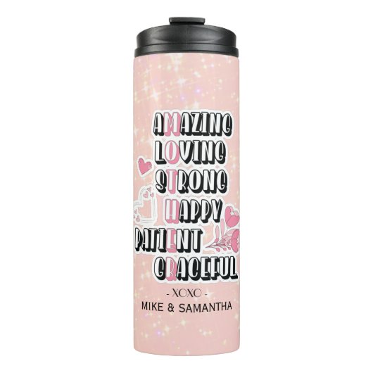 Moeder Acroniem | Floral | Moederdag Cadeau Thermosbeker (Voorkant)