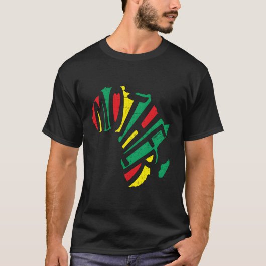 Moeder Afrika Retro Kleurrijke Continent Tekstkaar T-shirt (Voorkant)
