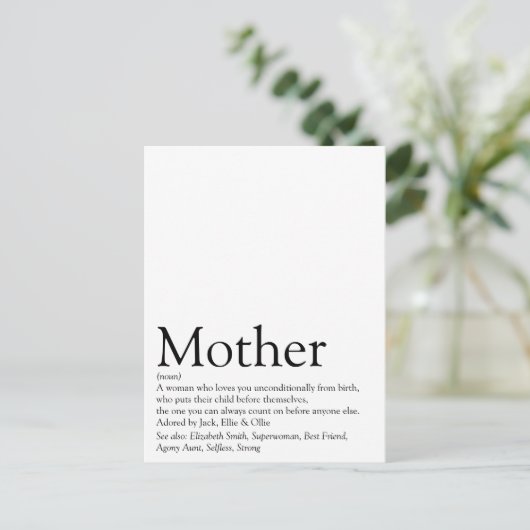 Moeder aller moeders, Mam, Moeder Definitie Briefkaart (Staand voorkant)