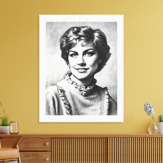 Moeder als computertekening canvas afdruk (Insitu (Woonkamer))