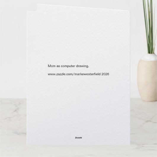 Moeder als computertekening kaart (Achterkant)