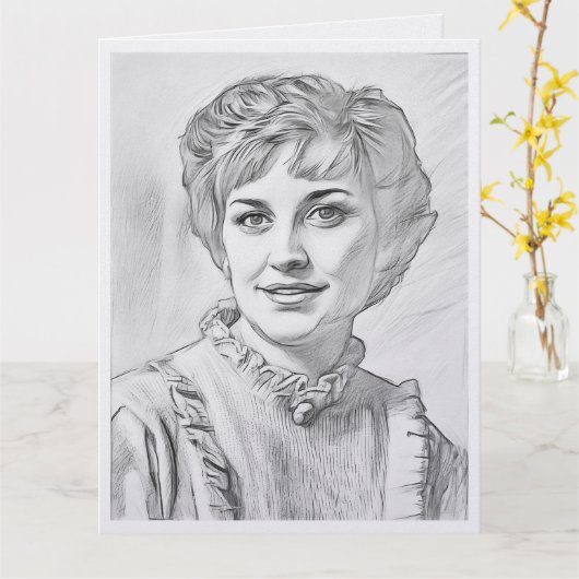 Moeder als computertekening kaart (Gele Bloem)