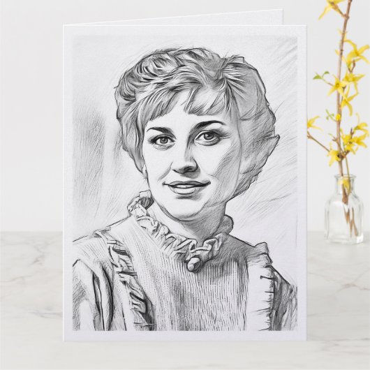 Moeder als computertekening kaart (Gele Bloem)