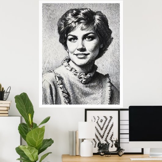 Moeder als computertekening poster (Thuiskantoor)