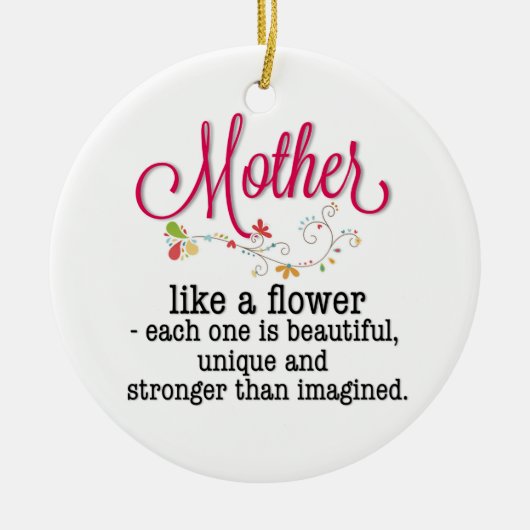 Moeder als een bloem die elk is mooi keramisch ornament (Voorkant)