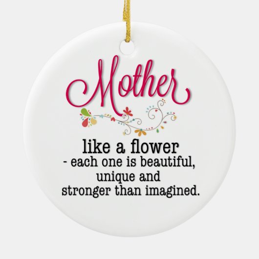 Moeder als een bloem die elk is mooi keramisch ornament (Achterkant)