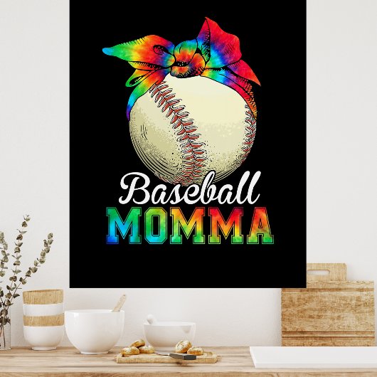 Moeder Art Baseball Momma Birthday Poster (Keuken)