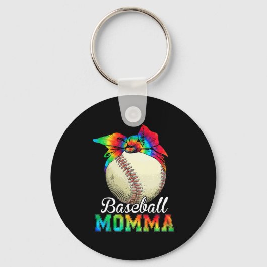 Moeder Art Baseball Momma Birthday Sleutelhanger (Voorkant)