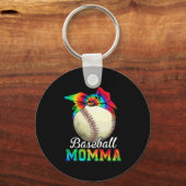 Moeder Art Baseball Momma Birthday Sleutelhanger (Voorkant)