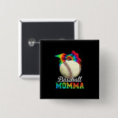 Moeder Art Baseball Momma Birthday Vierkante Button 5,1 Cm (Voorkant /achterkant)
