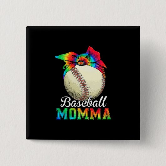 Moeder Art Baseball Momma Birthday Vierkante Button 5,1 Cm (Voorkant)