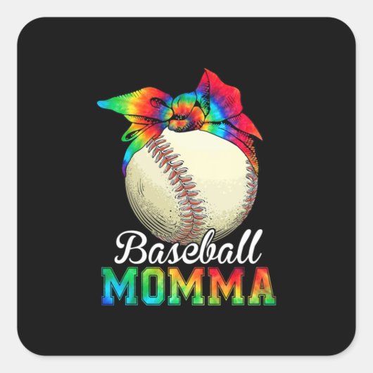 Moeder Art Baseball Momma Birthday Vierkante Sticker (Voorkant)