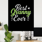 Moeder Art Best Granny Ever Poster (Thuiskantoor)
