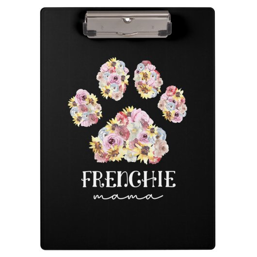 Moeder Art Frenchie Mama Floral Paw French Bulldog Klembord (Voorkant)