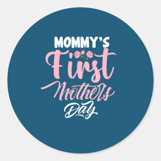 Moeder Art Mammie's eerste moederdag Ronde Sticker (Voorkant)