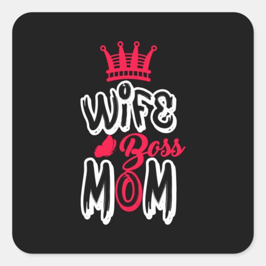 Moeder Art Wife Boss mama Vierkante Sticker (Voorkant)