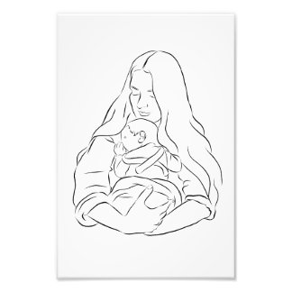 Moeder & Baby 1 Tekening Poster Print van Mijn Sim