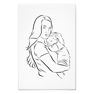 Moeder & Baby 2 Tekening Poster Print van Mijn Sim