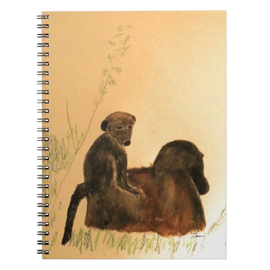 Moeder & Baby Bavianen - Wildlife Monkeys Primaten Notitieboek (Voorkant)