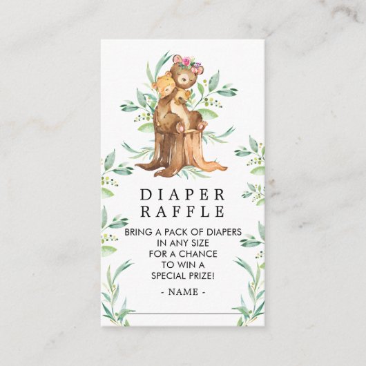 Moeder & Baby Beer Baby shower Luier Raffle Ticket Informatiekaartje (Voorkant)