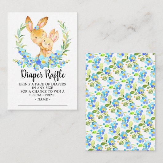 Moeder & Baby Bunny Douche Luier Raffle Ticket Informatiekaartje (Voorkant / Achterkant)