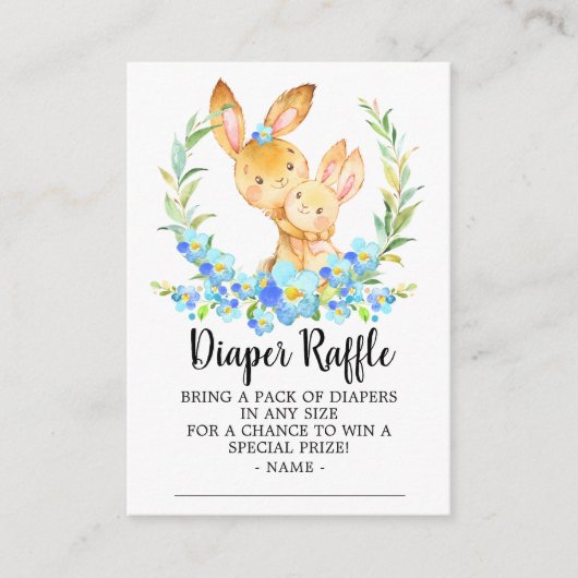 Moeder & Baby Bunny Douche Luier Raffle Ticket Informatiekaartje (Voorkant)